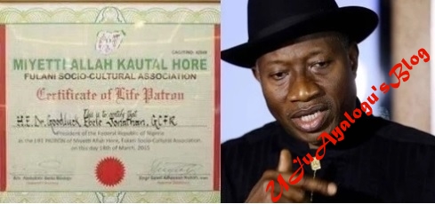 Presidency reveals Jonathan is life patron of Miyetti Allah, releases evidence 