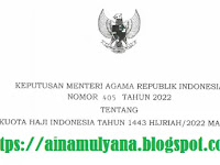 KMA NOMOR 405 TAHUN 2022 TENTANG KUOTA HAJI INDONESIA TAHUN 2022 