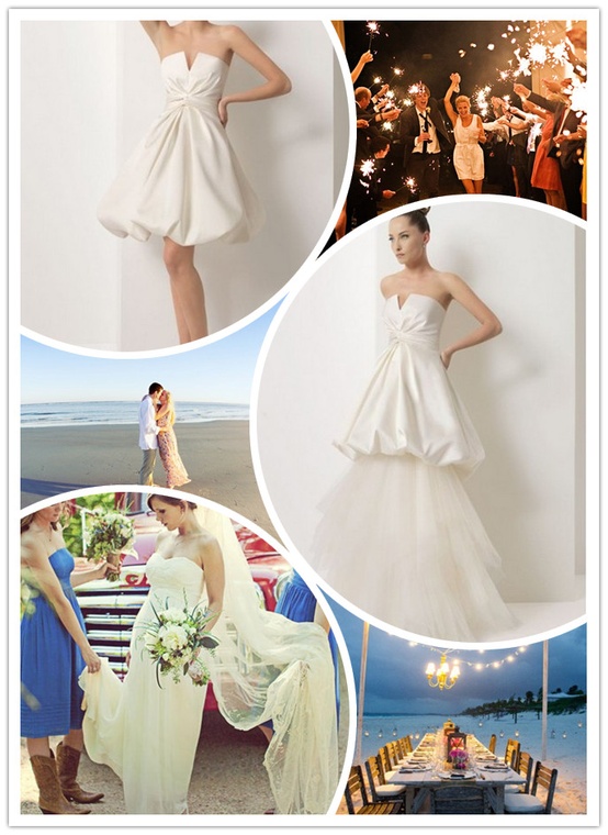 2 in 1 wedding dress on beach wedding party