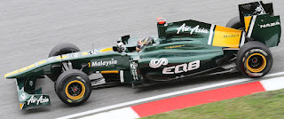 Valsecchi pictured in a Team Lotus Renault in practice for the Malaysian Grand Prix