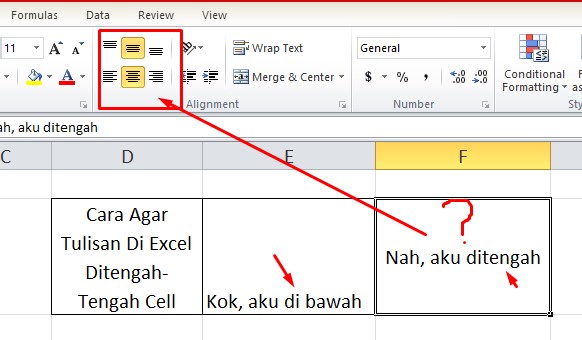 Cara Agar Tulisan Di Excel Ditengah-Tengah Cell