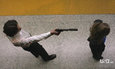 Covert Affairs Pilot episode screencaps Annie Walker Piper Perabo CIA agent images photos pictures screengrabs captures Stas George Tchortov Russian agent gun silencer