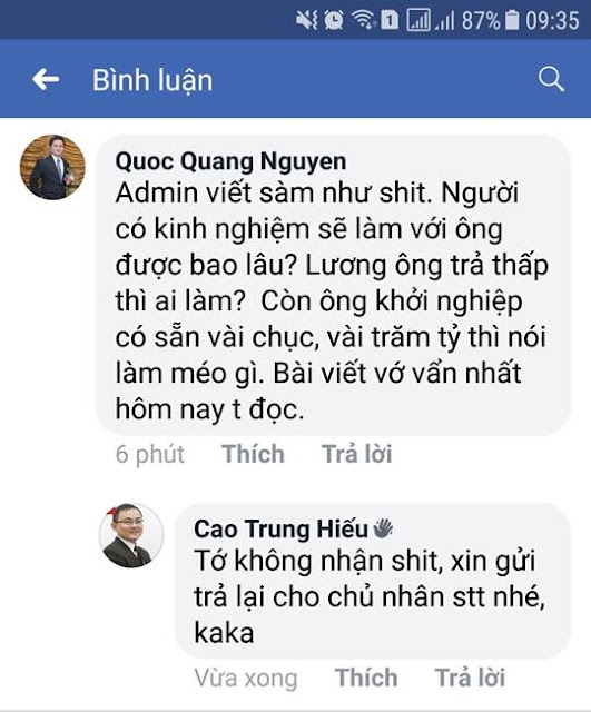 'Tớ không nhận shit, xin trả lại cho chủ nhân của status nhé'