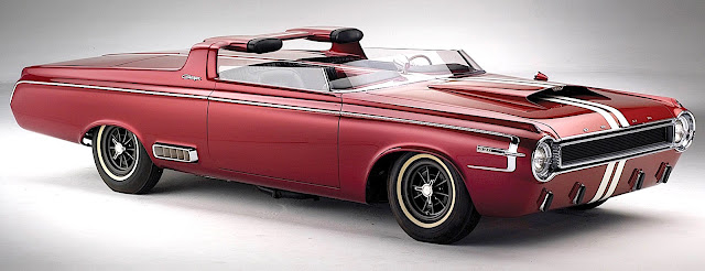 a 1964 Dodge Charger Roadster concept car in red
