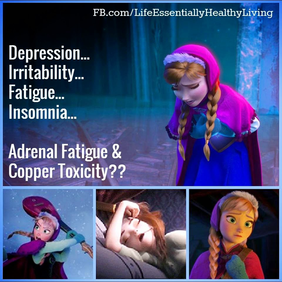 Depression, Irritability, Fatigue, Insomnia... all signs of Adrenal Fatigue... but also many Copper Toxicity I Paleo Vegeo I Barbara Christensen Wellness Advocate