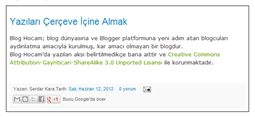 Blogger Yazıları Çerçeve İçine Alma