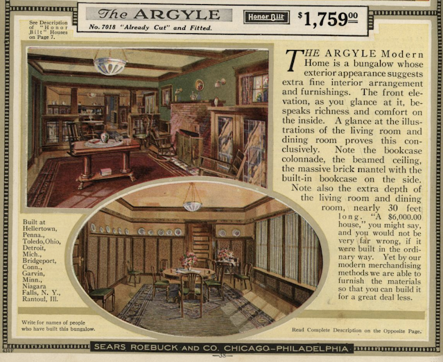 color image of interiors of the Sears Argyle, 1921 Sears Modern Homes catalog