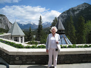 Bella in Banfflooking out from Banff Springs Hotel (banff birthday weekend )