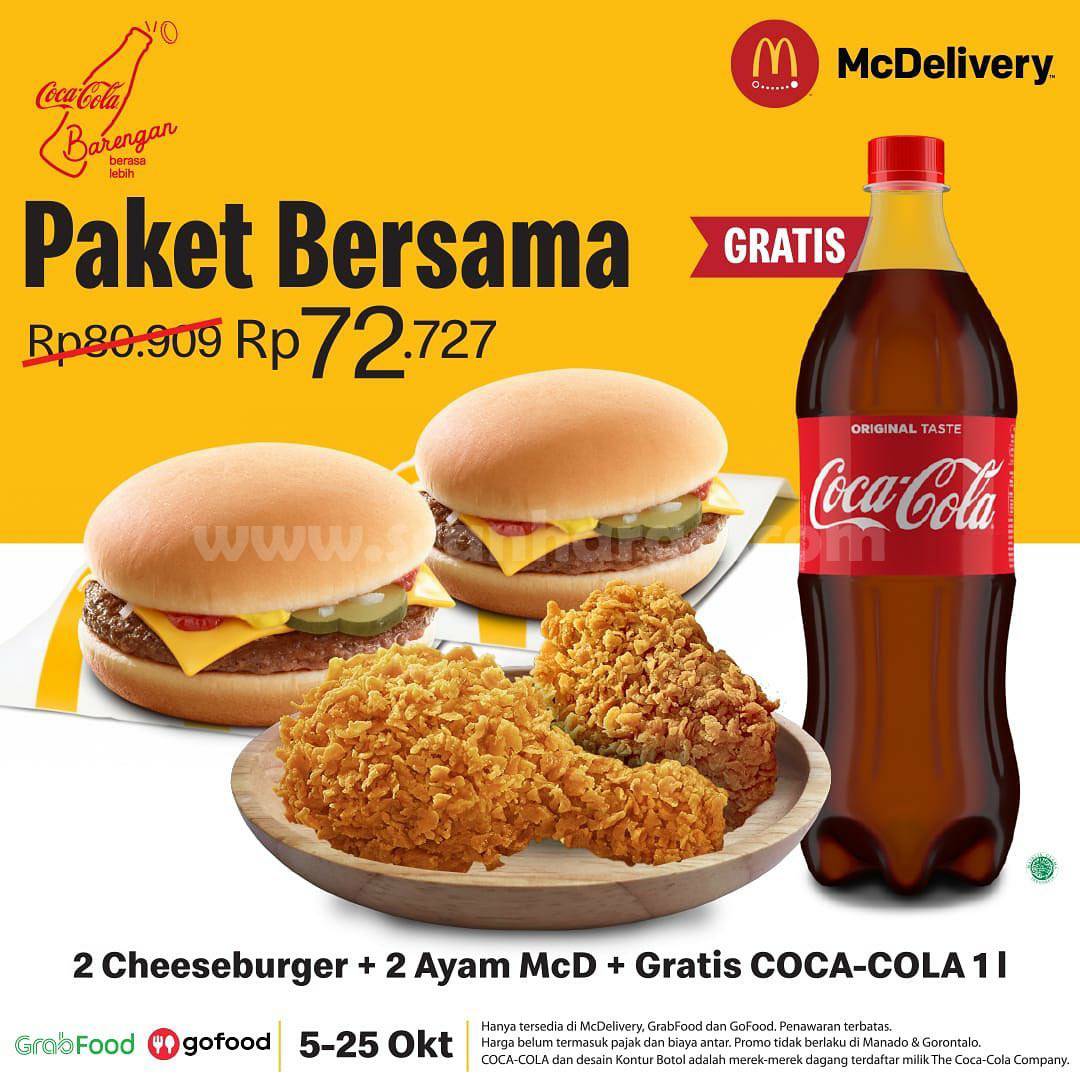 Promo McDonalds Paket Bersama - Harga mulai Rp 72.727 + GRATIS Coca-cola 1 liter