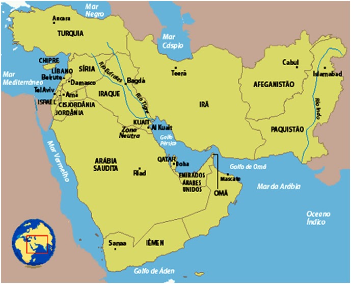 Países e Capitais do Oriente Médio Sua Pesquisa