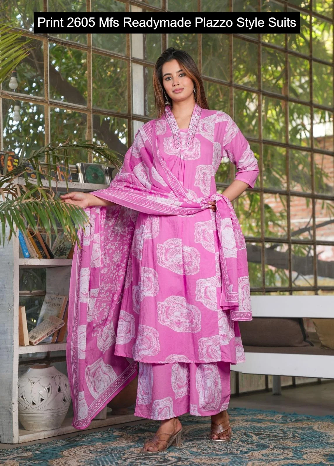 Print 2605 Mfs Cotton Readymade Plazzo Style Suits