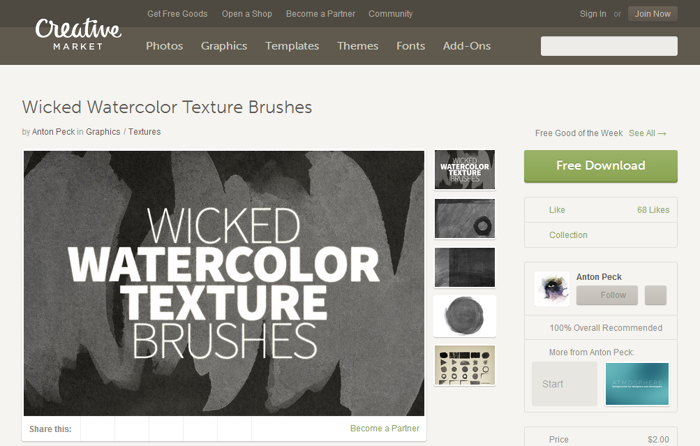 Free Download Wicked Watercolor Texture Brushes