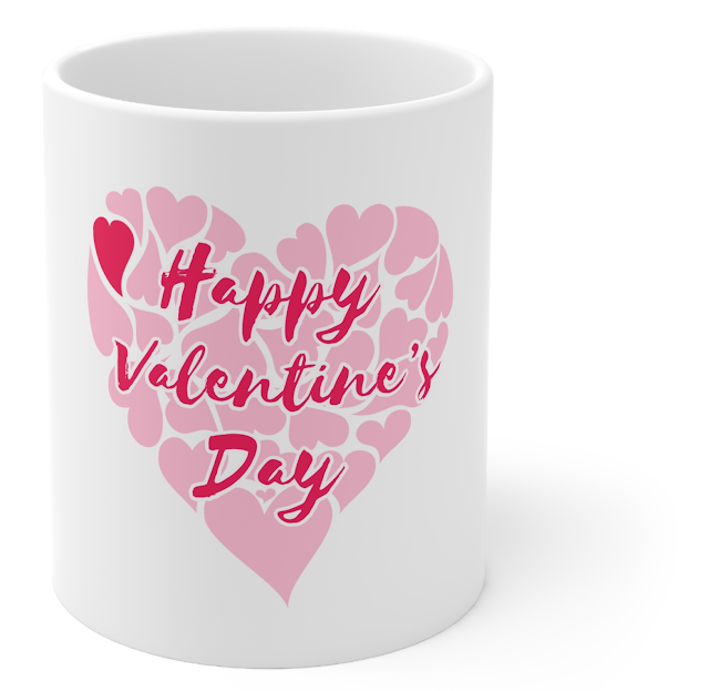 Valentine Ceramic Mug With Pink Simple Happy Valentine's Day and Heart