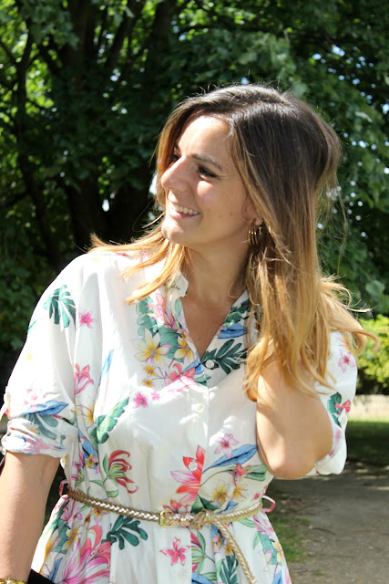 robe chemise zara à fleurs, escarpins minelli, les petites bulles de ma vie