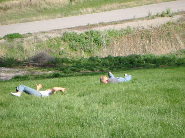 Rolling down the hill, in the front yard