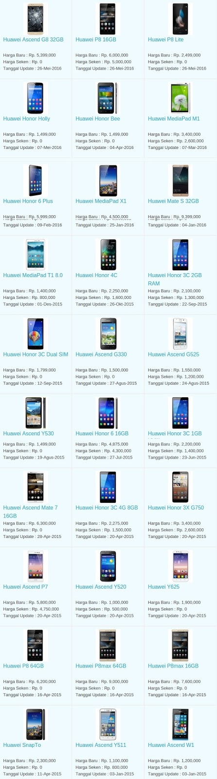 Daftar Harga Hp Terbaru Huawei Juni 2016