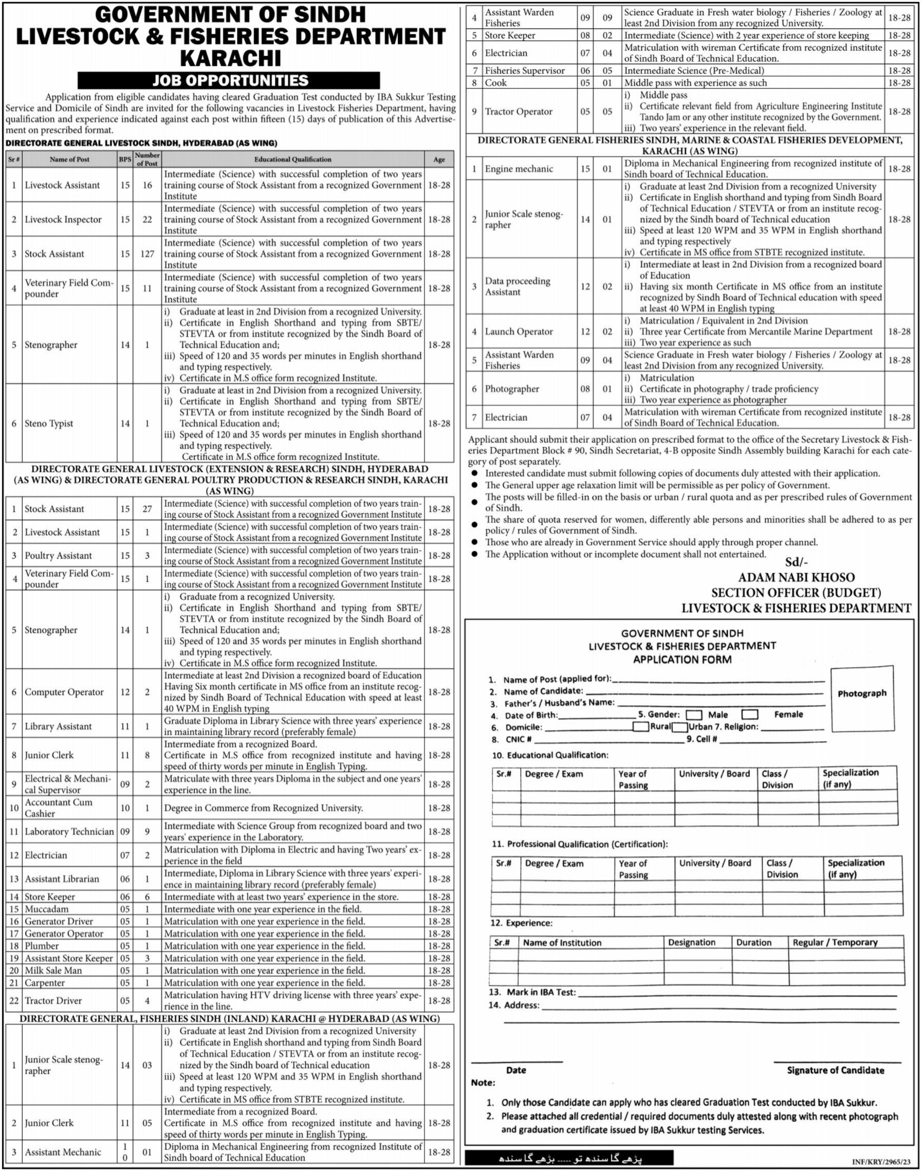 Jobs in  Livestock and Fisheries Department