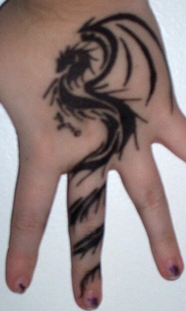 Dragon Tattoo Design on hand. Dragon Tattoo Design on hand