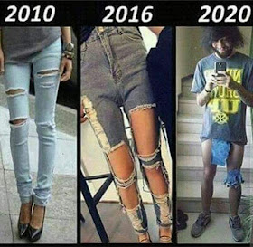 evolución, pantalones, 2010, 2016, 2020