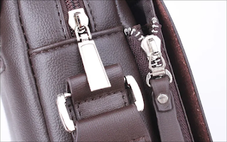 Luxury Brand Men's Messenger Leather Bag - showing strap at the side of the bag