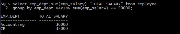 Use of HAVING with GROUP BY clause