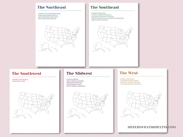 printable us geography regional pages