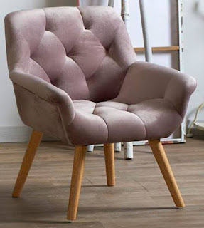 sillon salon tapizado en tela de terciopelo rosa