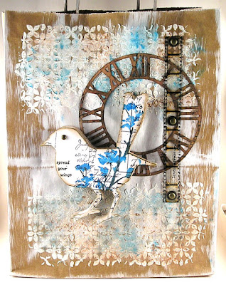 Sizzix TimeKeeper Sizzix Bird Silhouette Stampers Anonymous Etcetera Tim Holtz Layering Stencil Nordic Ideaology Quote Chip For the Funkie Junkie Boutique