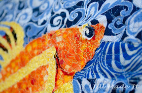 Free-form Quilting Fish Wall Hanging Close Up. Aka, Angry fish is judging you.