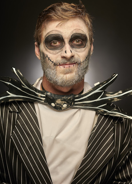 man in Jack Skellington costume