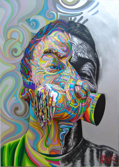Marchal Mithouard Shaka pintura escultura grafite 3d psicodelico