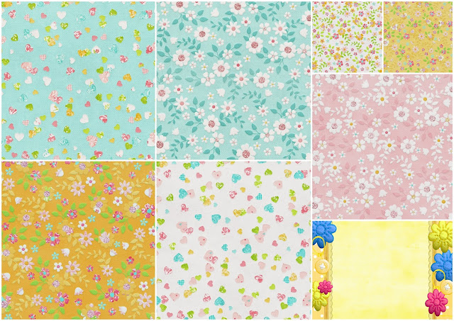 Flowered  Papers of the Sweet Spring Clip Art. 