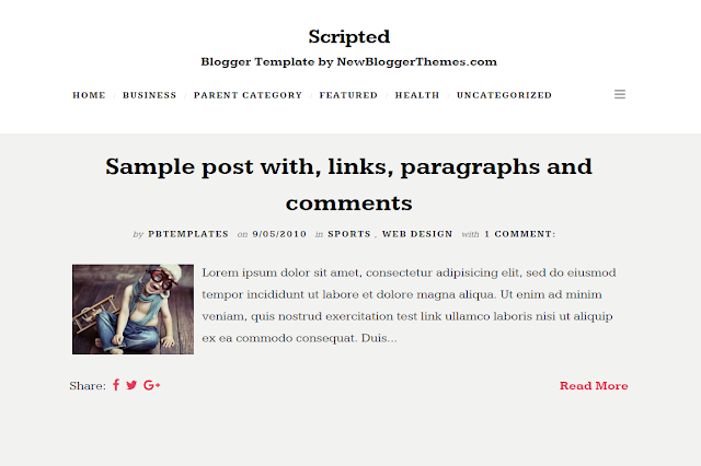 Scripted One Column Blogger Template