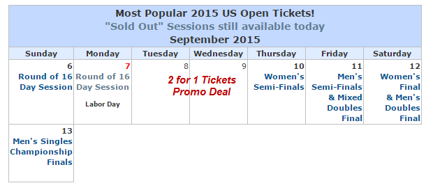 2015 US Open Calendar and Ticket Deals