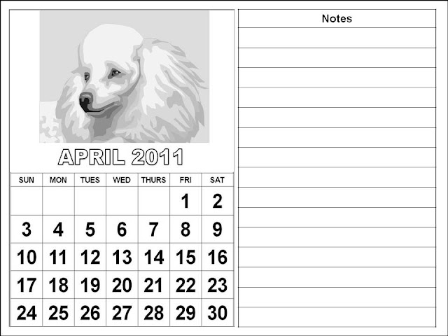 printable monthly calendar april 2011. April 2011 Calendar colouring