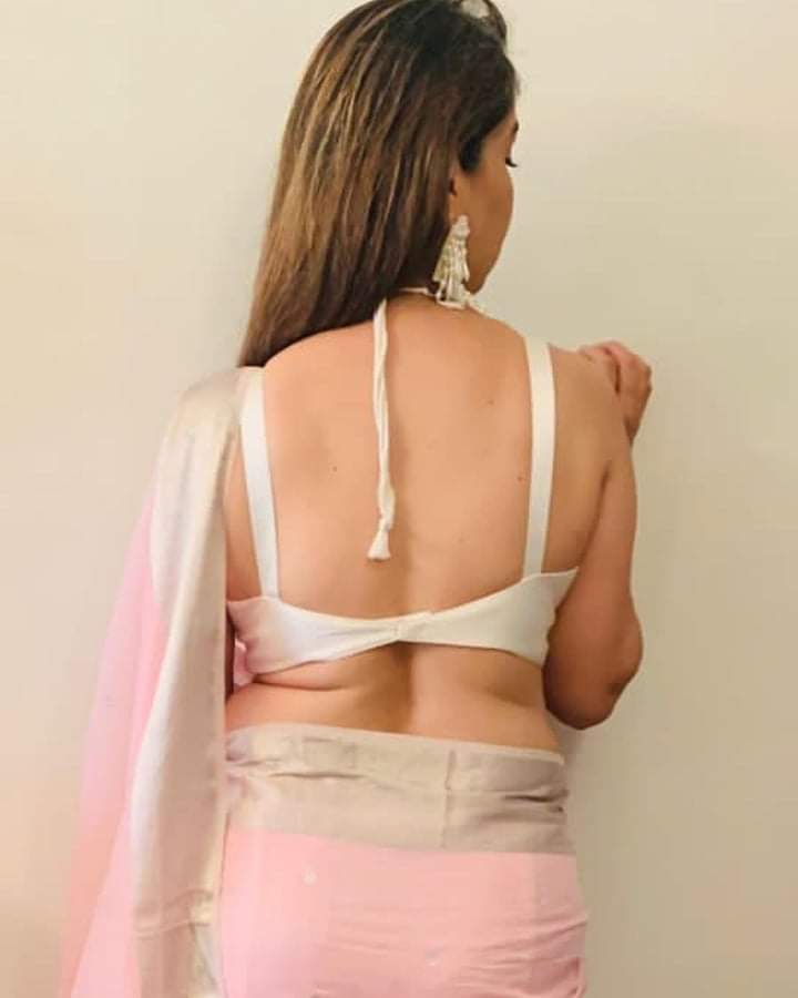 white backless blouse design for sari