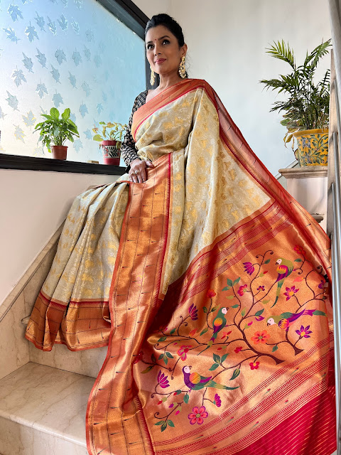 Shikargah saree with paithani border and pallu