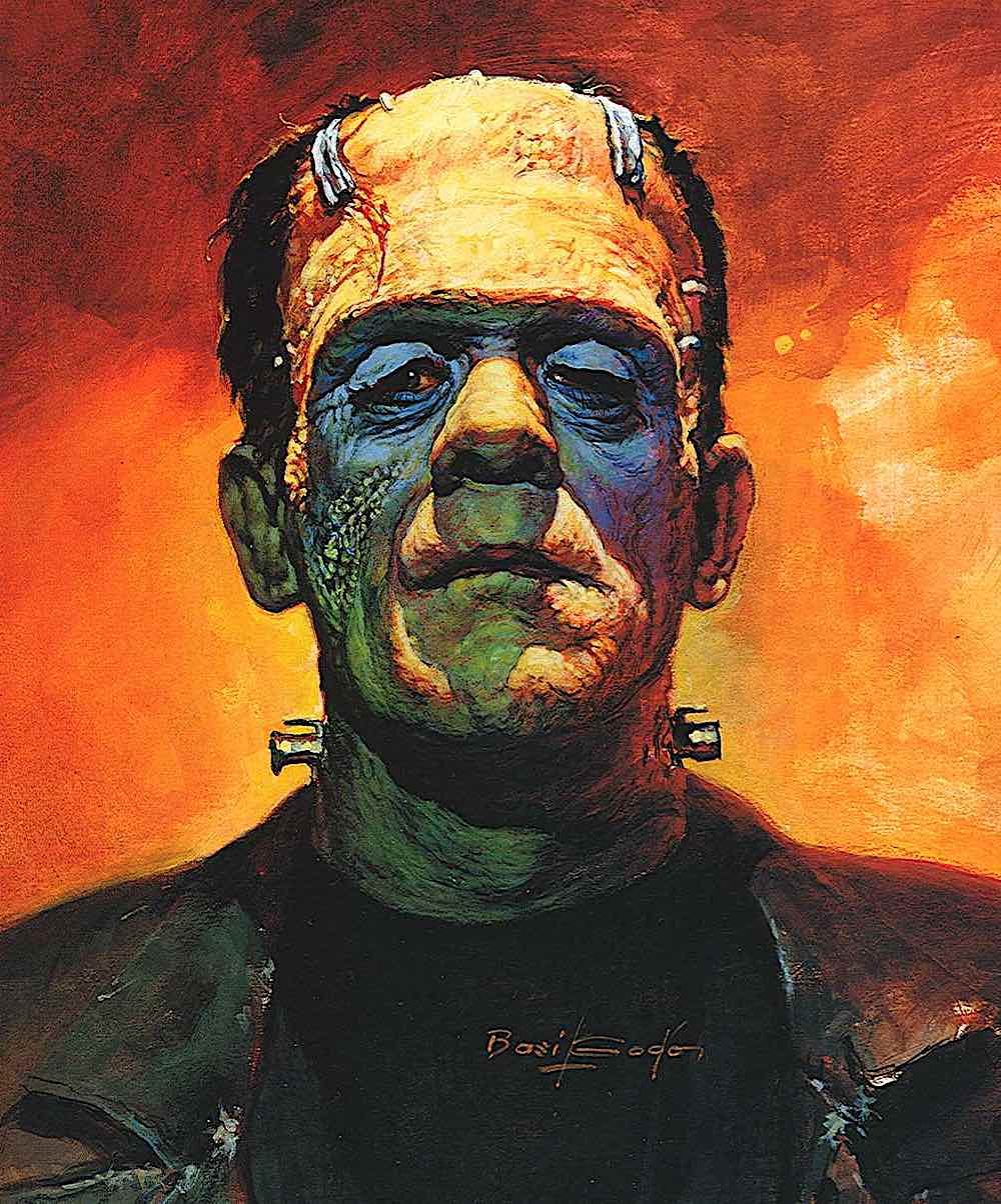 a Basil Gogos illustration of the Frankenstein monster