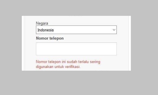 Solusi Nomor Telepon Tidak Bisa Digunakan Untuk Verifikasi Gmail Karena Terlalu Sering Digunakan