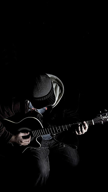 Cellphone Wallpaper Guitar Player in Black