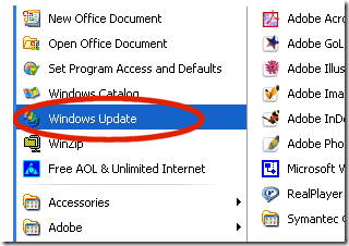 XP-Windows-Update-Selection