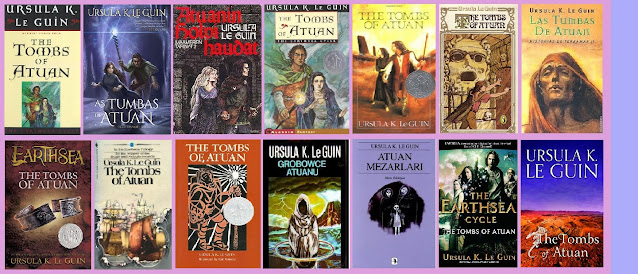 Portadas de la novela de fantasía juvenil Las tumbas de Atuan, de Ursula K. Le Guin