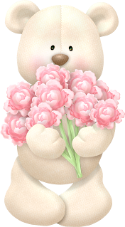 Bears with Roses and Hearts Clip Art.