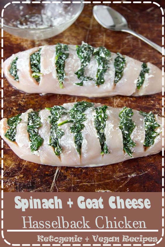 This is one of the easiest and quickest ways to make super delicious and flavorful chicken breasts. By making slits in the chicken breasts (Hasselback) and stuffing them with tasty things like spinach and goat cheese, you’ll get a hit of savory cheesy goodness in every bite!
