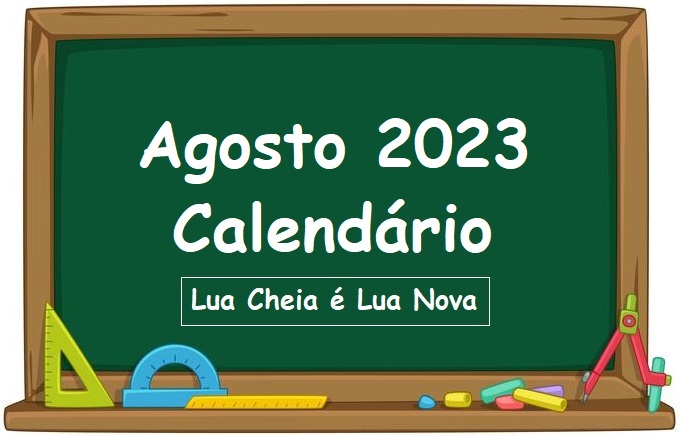 Calendário imprimível de agosto de 2023 junto com feriados e fases da lua