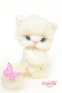 Artist teddy kitten, ooak cat, handmade kitten, NatalKa Creations, teddies with charm, Teddy Katze, Teddy Kater, white kitten