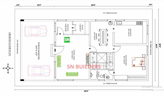30 X 63 Ft Vastu Shastra House Plan For North Facing House Sn Builders