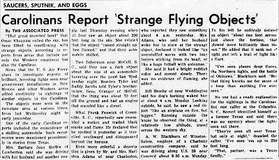 Carolinans Report 'Strange Flying Objects' - The Daily Tar Heel 11-6-1957