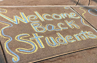 Welcome Back chalk drawing