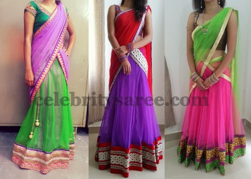 Net Half Sarees by Deepshika